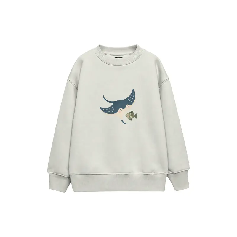Manta Ray with a Tiny Fish Friend Çocuk Sweatshirt