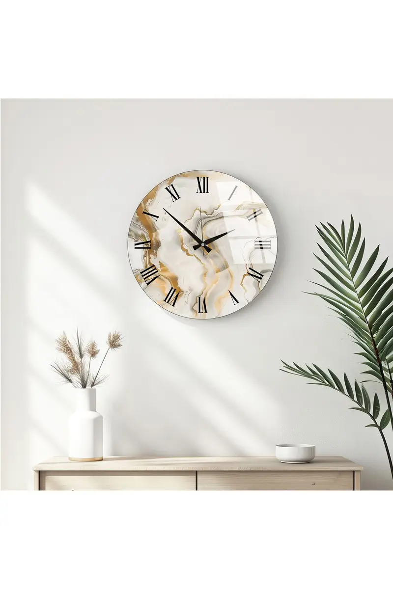 Marble Desenli Duvar Saati - Modern Saat Tasarımı | Huhu338