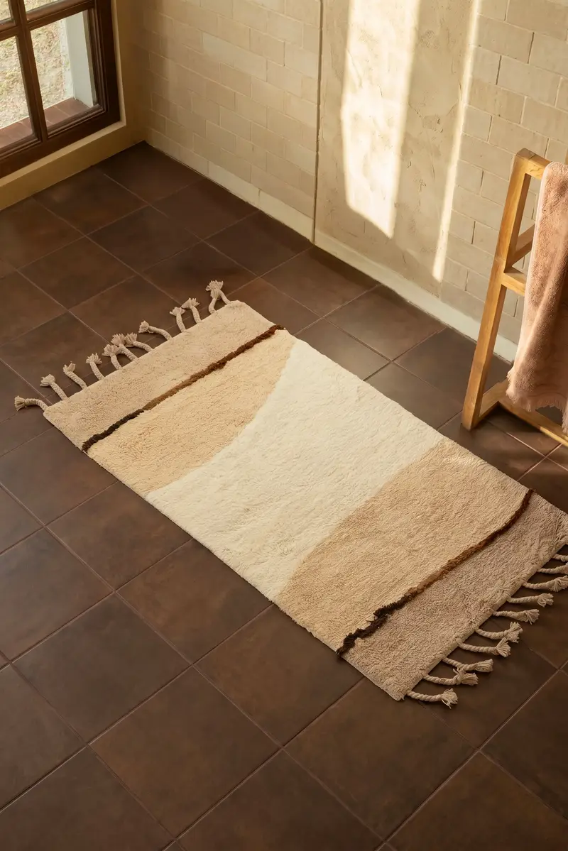 Marble Tekli Banyo Paspası %100 Pamuk 60x100 Kahverengi
