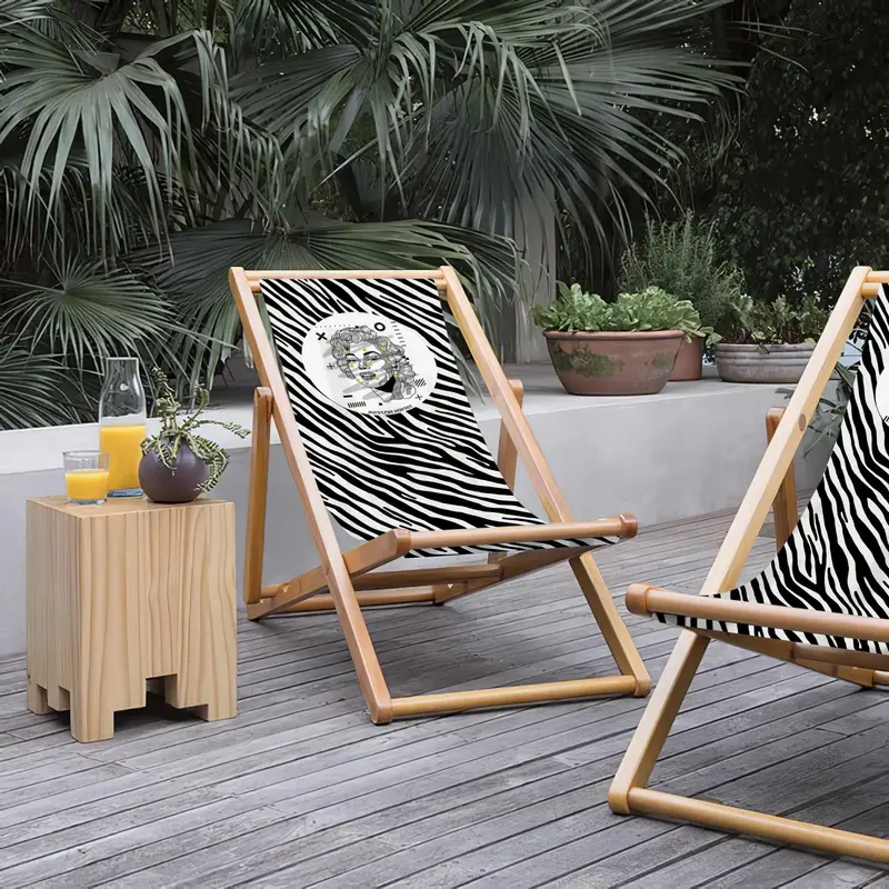 Marilyn Katlanabilir Şezlong Katlanır Ahşap Lounge Chair