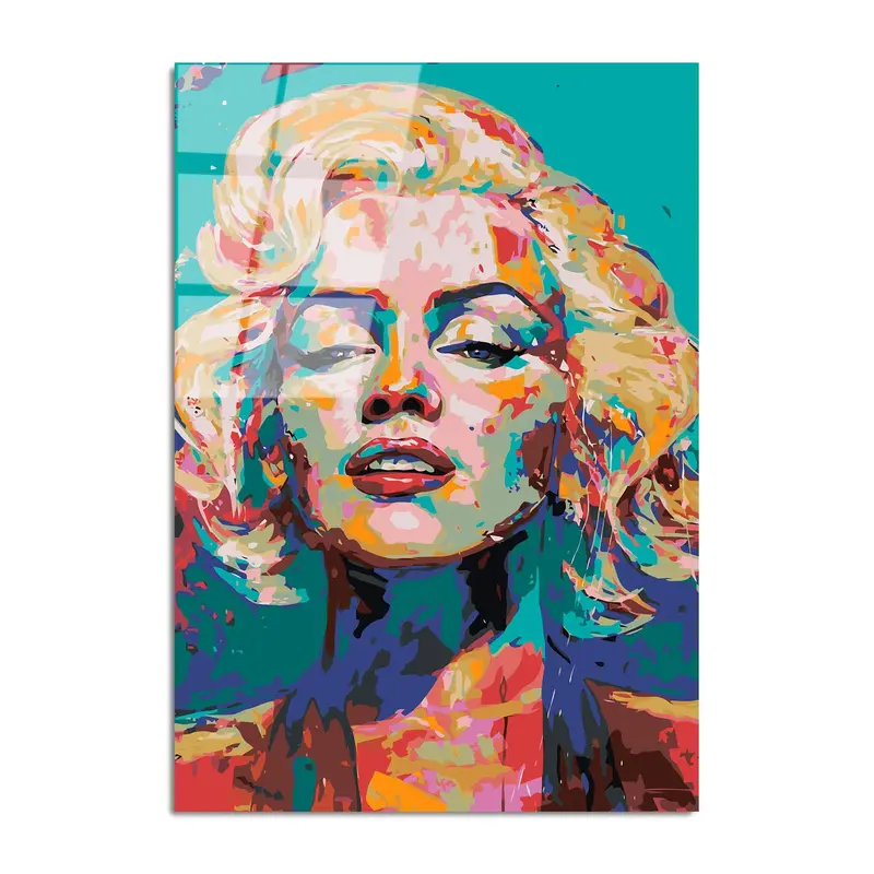Marilyn Monroe Pop Art Cam Tablo - Yeşil