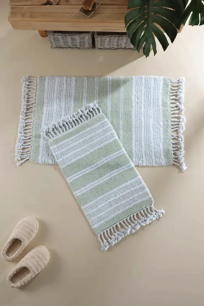 Martil 2’li Takım Banyo Paspası %100 Pamuk 40x60 + 60x90 Yeşil