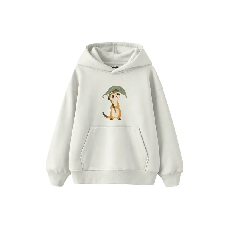 Meerkat Holding a Leaf Umbrella Çocuk Hoodie