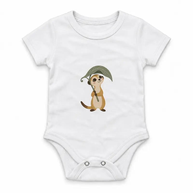 Meerkat Holding a Leaf Umbrella Çıtçıtlı Body