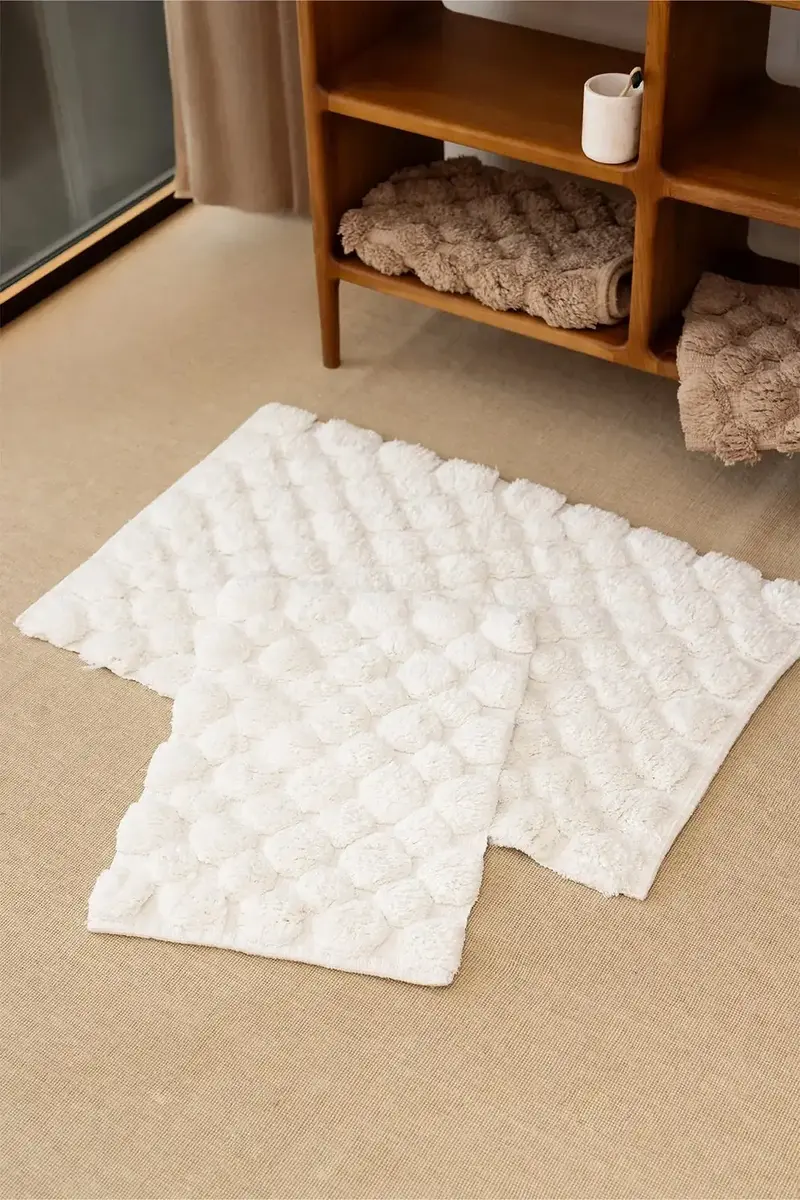 Mellow 2’li Takım Banyo Paspası %100 Pamuk 40x60 + 60x90 Ekru