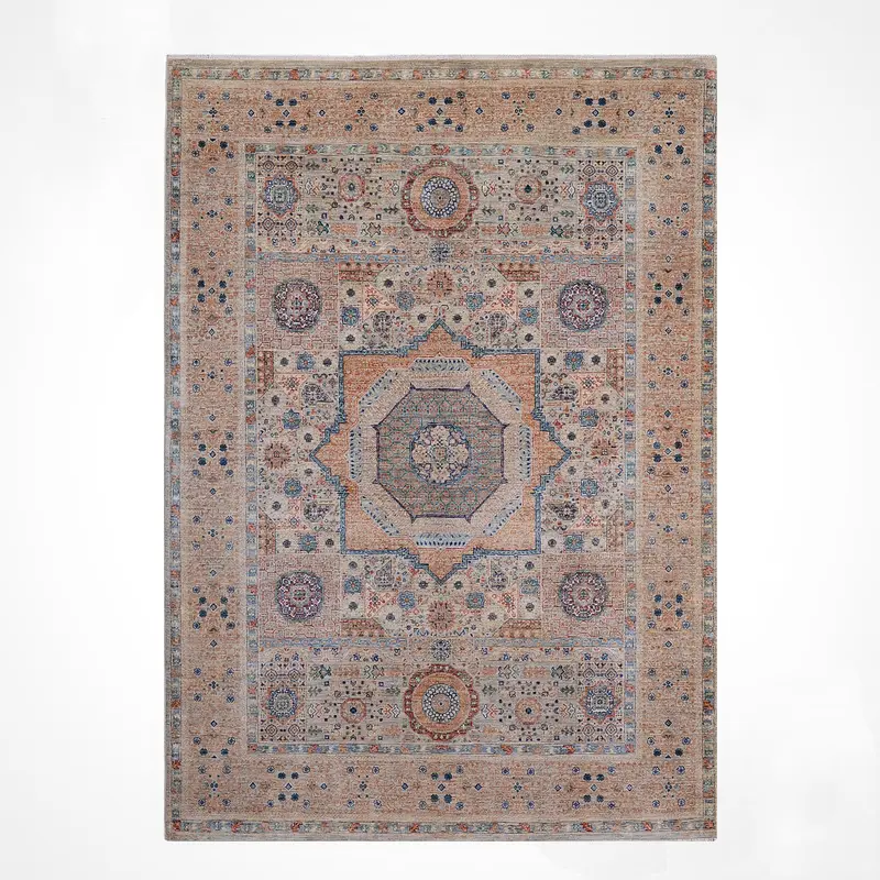 Memlük Orijinal El Dokuması Bej Kök Boya Yün Halı 151x201 3.04 Metrekare - 5x6 ft