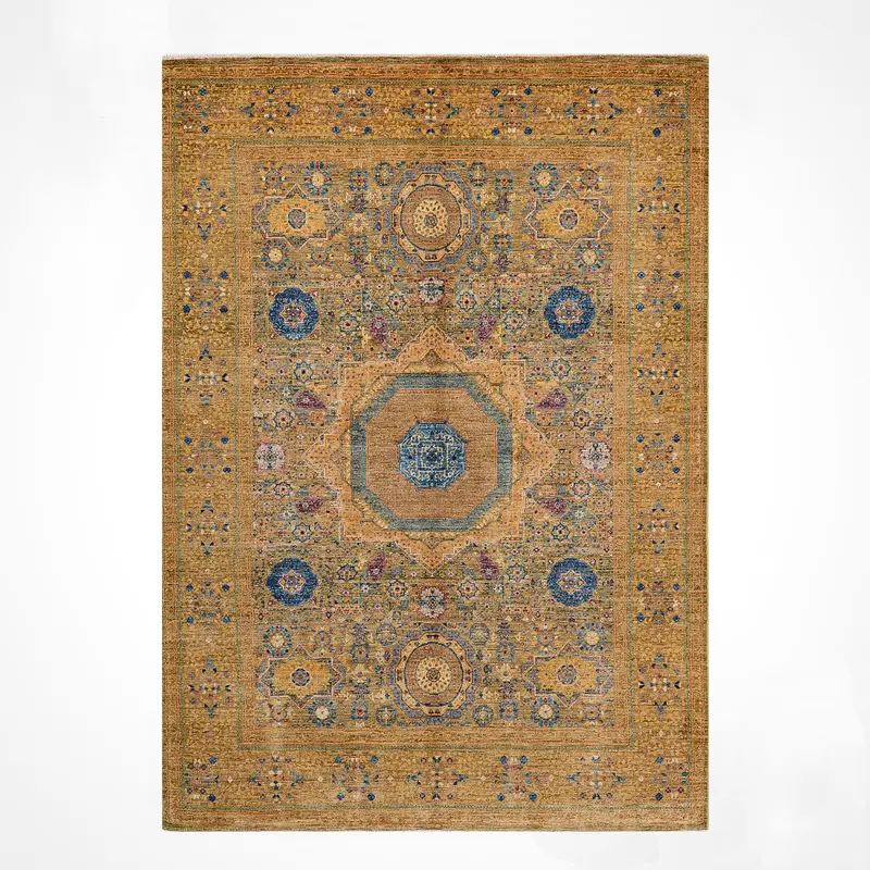 Memlük Orijinal El Dokuması Sarı Kök Boya Yün Halı 149x202 3.01 Metrekare - 5x6 ft