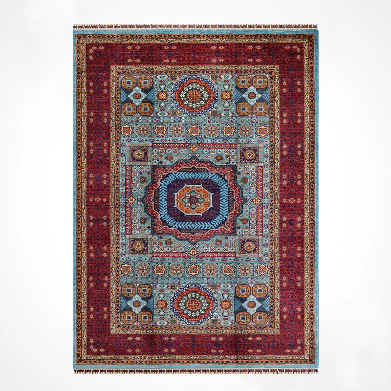 Memlük Orijinal El Dokuması Turkuaz Kök Boya Yün Halı 175x245 4.29 Metrekare - 5x8 ft
