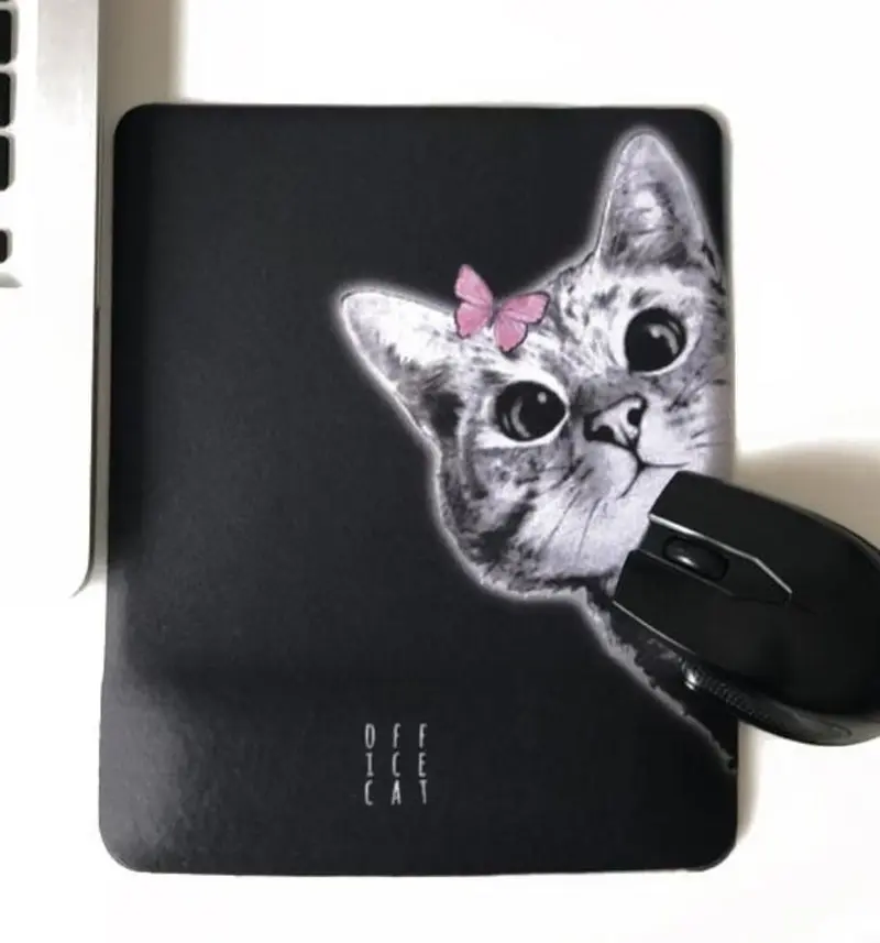 Meraklı Kedi Bilek Destekli Mousepad - Siyah