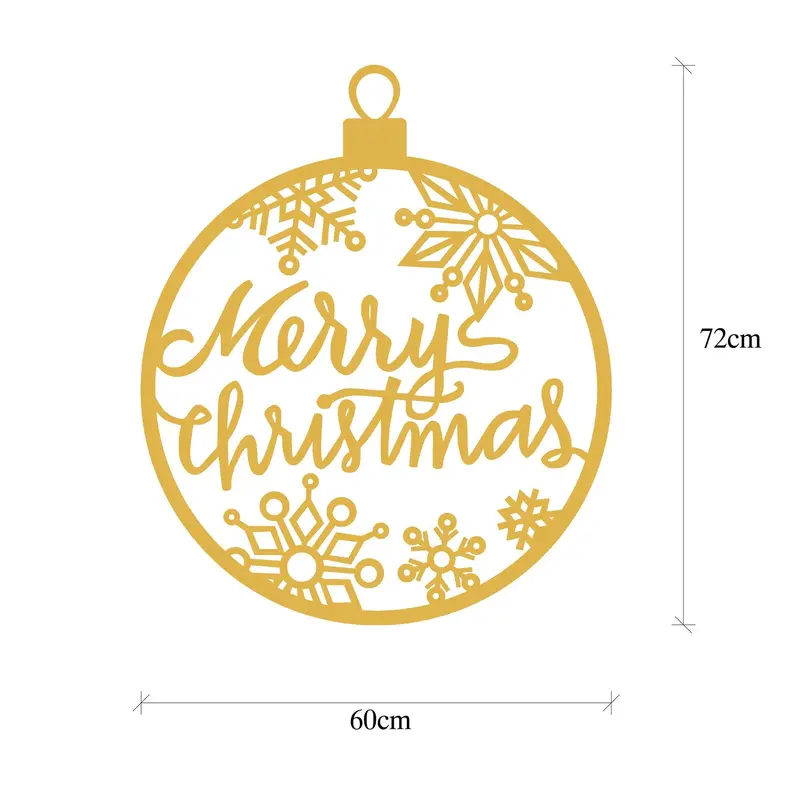 Merry Christmas Yazılı Metal Duvar Apliği - Altın