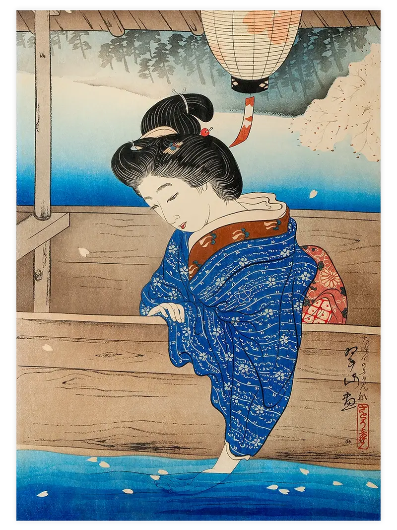 Miki Suizan Pleasure Boat on The Oseki River - Art Print