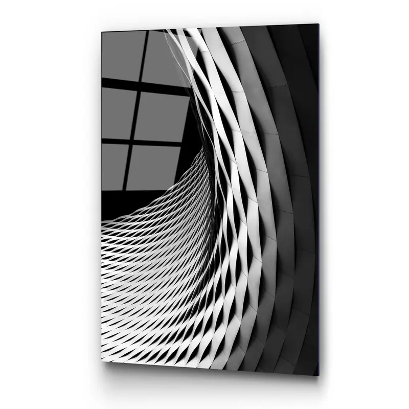 Mimari Spiral Modern Cam Tablo - Siyah