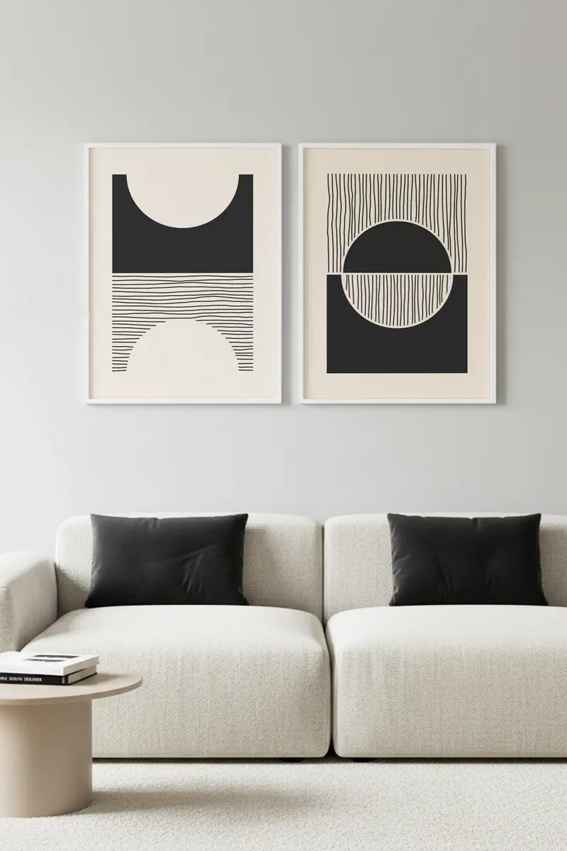 Minimalist Geometrik Desenli Tablo Seti - 2’li Set | huhu80