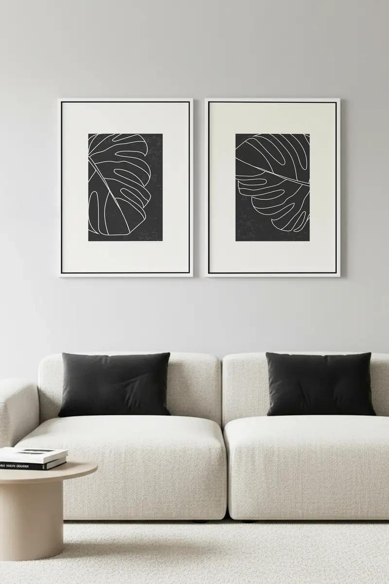 Minimalist Monstera Desenli Tablo Seti - 2’li Set | huhu20