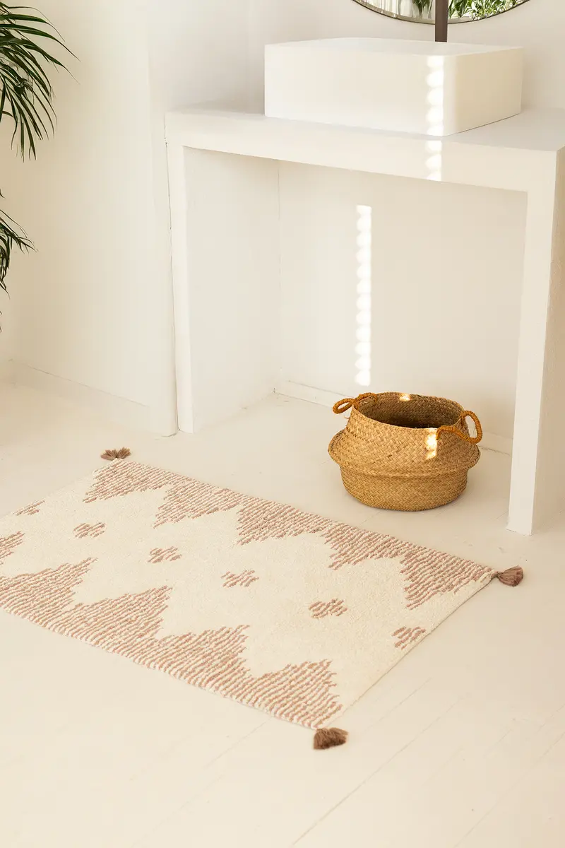 Mistic Tekli Püsküllü Banyo Paspası %100 Pamuk Kahverengi 70x110
