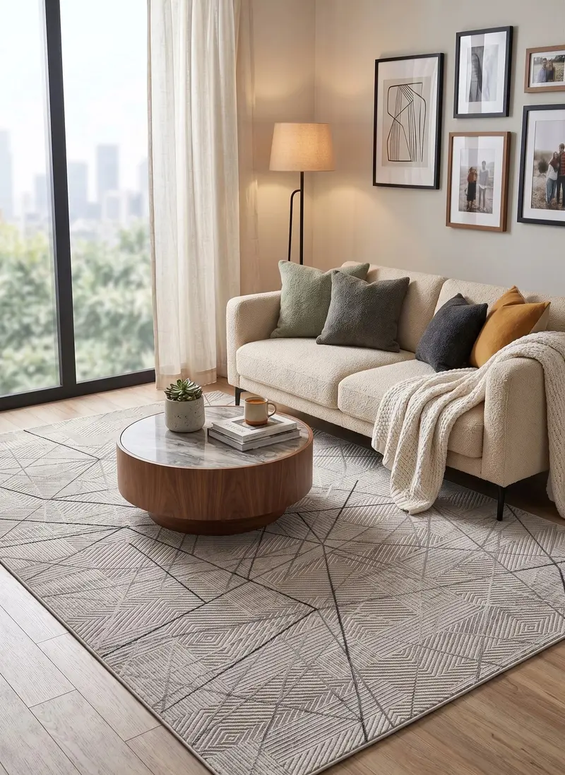 Moda 1080 Gri Minimal ve Modern Tasarımlı Oturma Odası Halısı