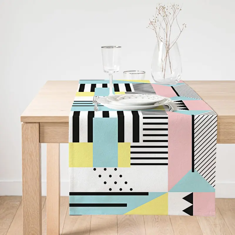 Modern Geometrik Şekiller Süet Runner
