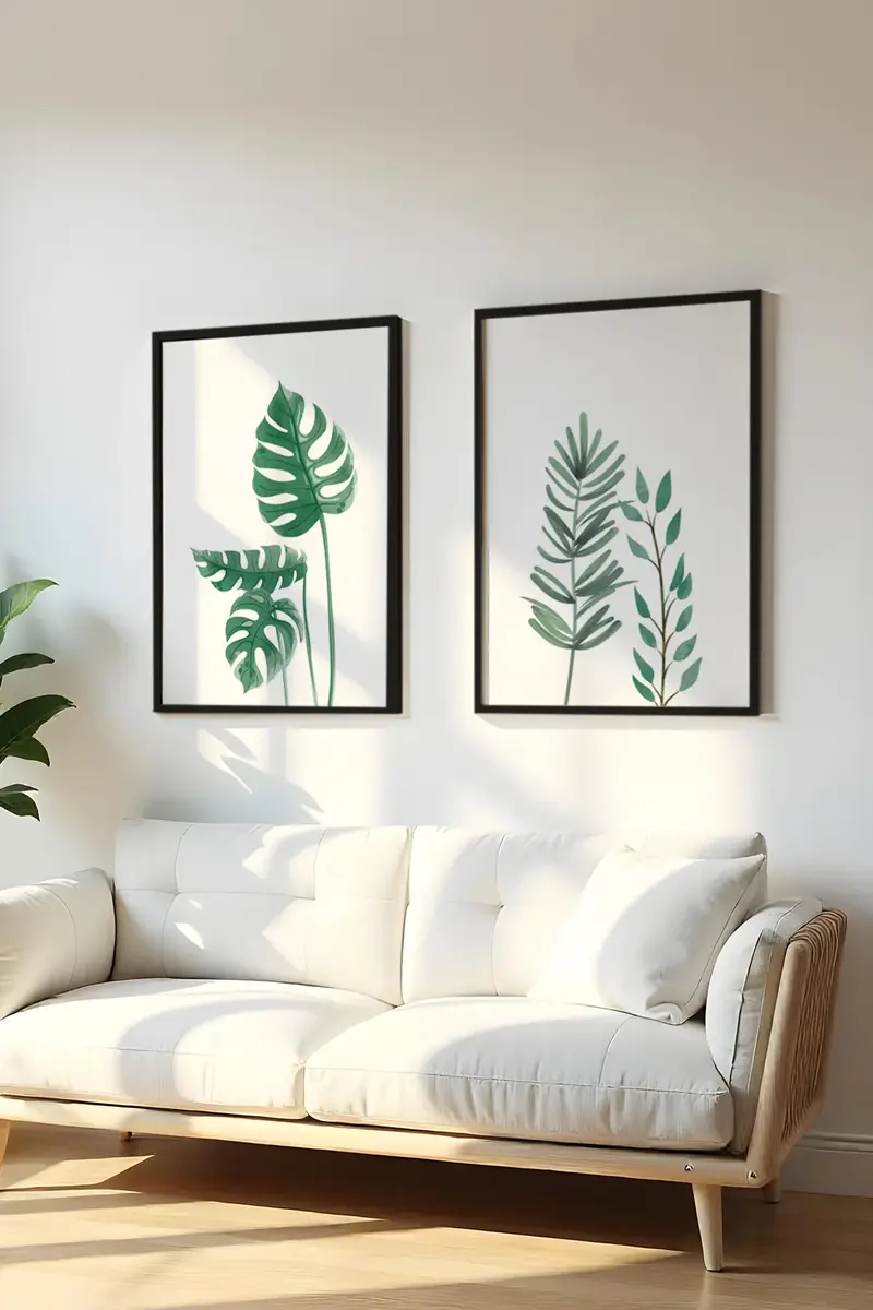 Modern Yaprak Desenli Tablo Seti - 2’li Set | huhu196