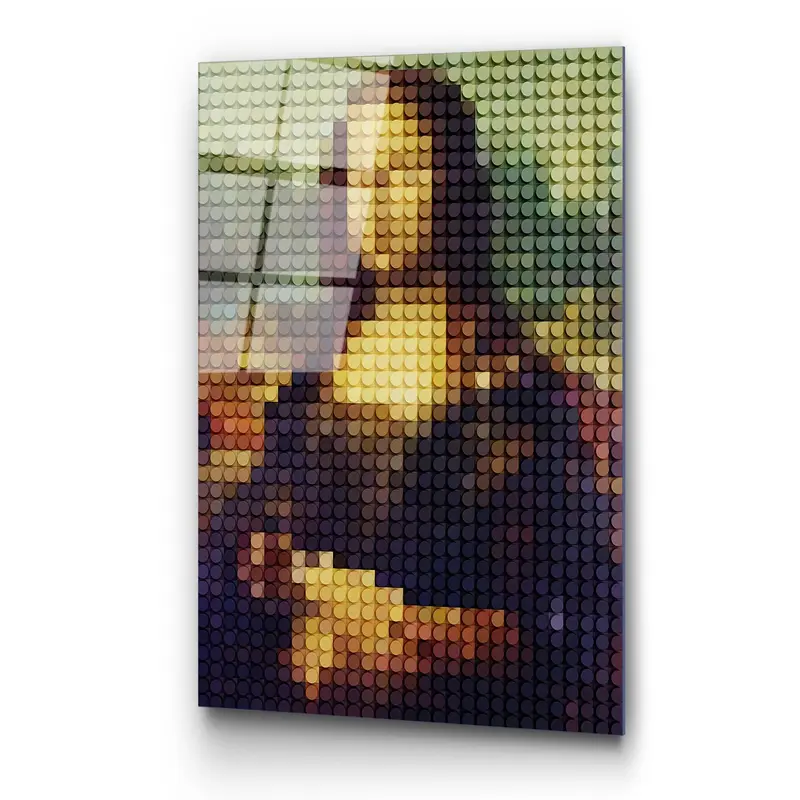 Mona Lisa Piksel Pop-Art Cam Tablo - Çok-Renkli