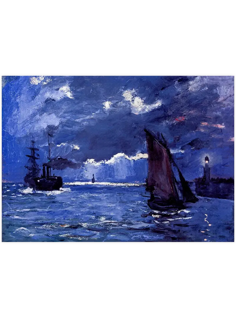 Monet Shipping by Moonlight - Art Print