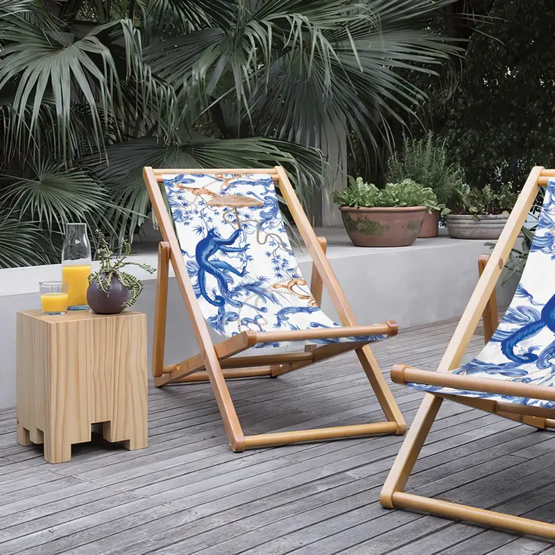 Monkey Katlanabilir Şezlong Katlanır Ahşap Lounge Chair