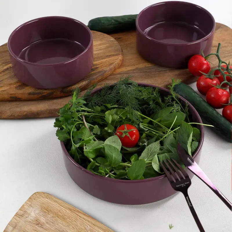 Mor Stackable Salata/Çerez Seti 3 Parça