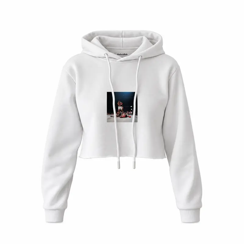 Muhammed Ali And Sonny Liston Usa 1965 Crop Hoodie