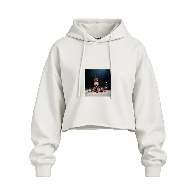 Muhammed Ali And Sonny Liston Usa 1965 Oversize Crop Hoodie