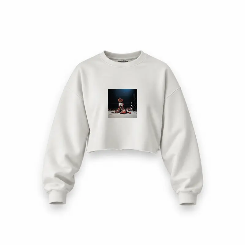 Muhammed Ali And Sonny Liston Usa 1965 Oversize Crop Sweatshirt