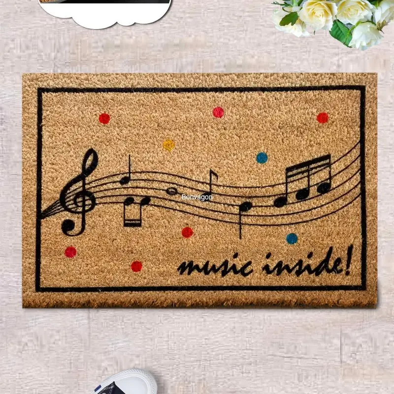 Music Inside Doğal Koko Hindistan Cevizi Kapı Önü Paspas 60x40cm