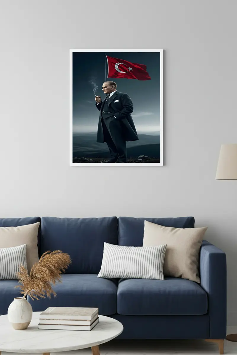 Mustafa Kemal Atatürk Baskılı Ahşap Siyah Çerçeveli Tablo | Huhu503