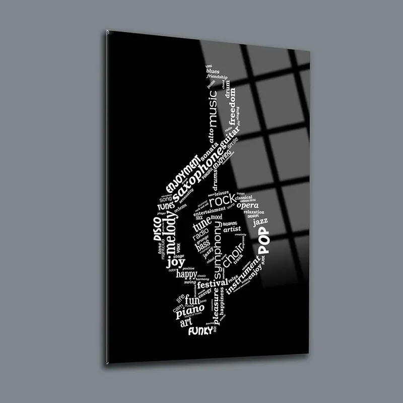 Müzik Notası Cam Tablo