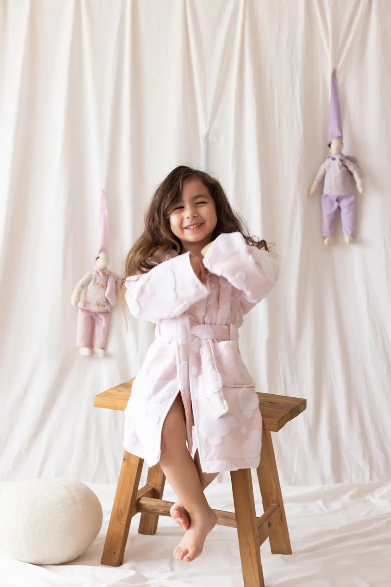 My Little Bear %100 Pamuk Çocuk Bornoz Pembe