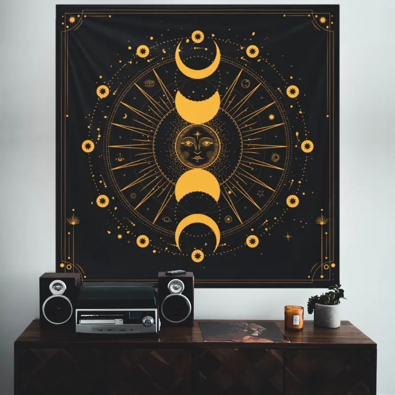 Mystical Moon Phase Duvar Örtüsü