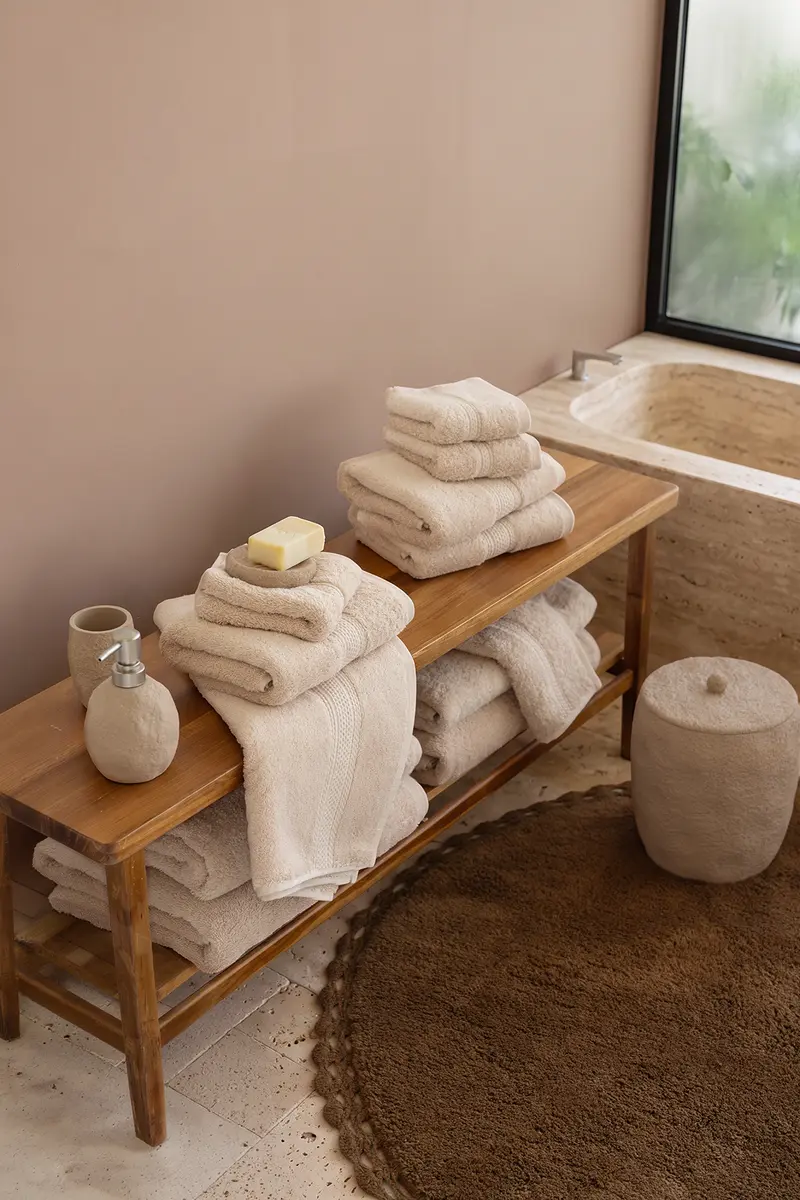Mısır %100 Mısır Pamuğu  Havlu Seti Oyster Beige