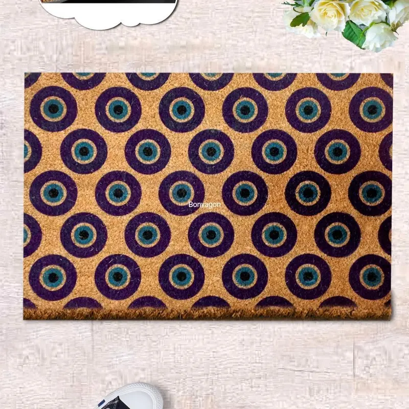 Nazar Boncukları Doğal Koko Hindistan Cevizi Kapı Önü Paspas 60x40cm