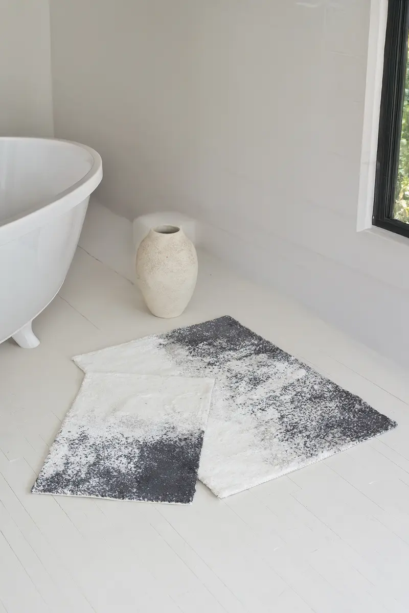 Nera 2'li Banyo Paspası 40x60+60x90 Koyu Gri