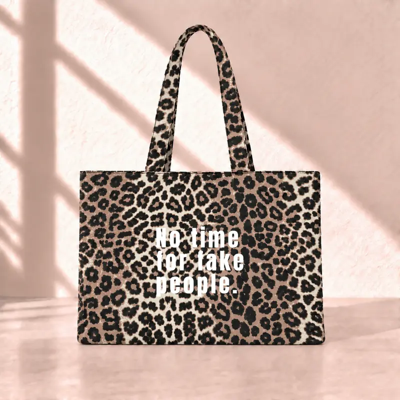 No Time For Fake People Leopard Tote Bag