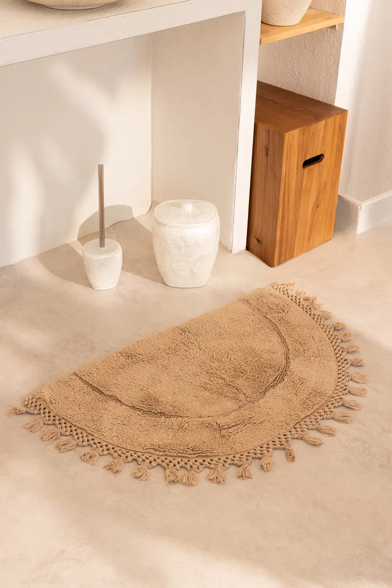 Nora Tekli Banyo Paspası %100 Pamuk 50x80 Bej