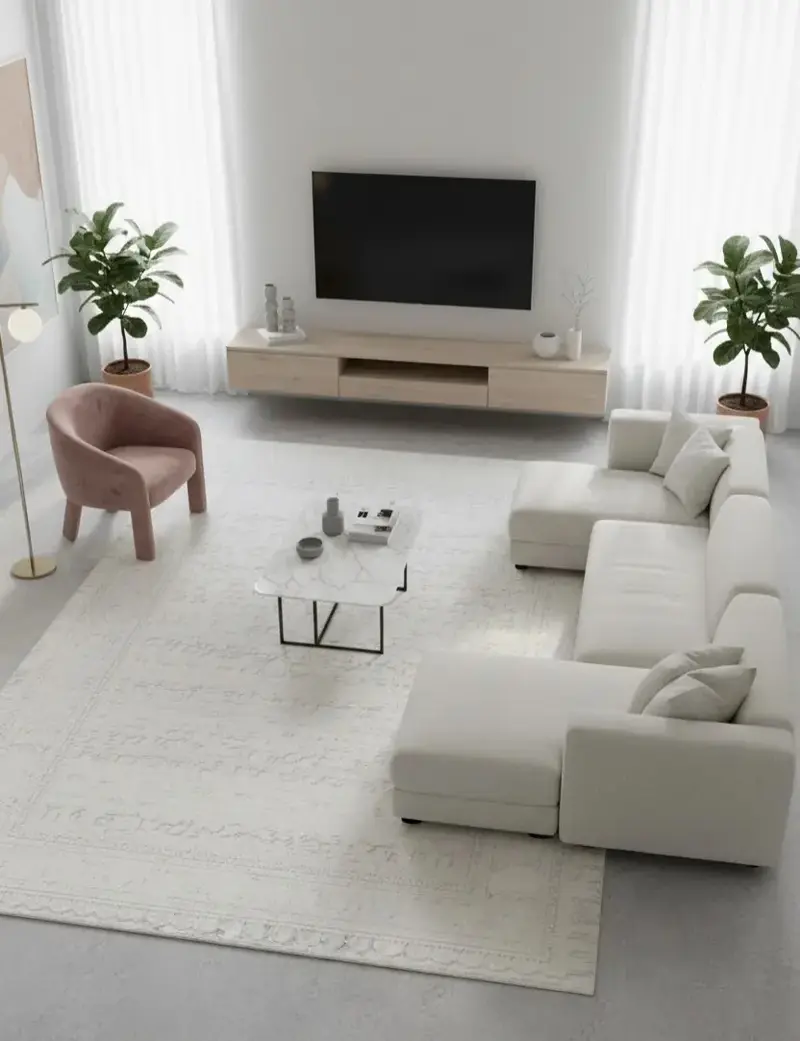 Nova 1122 Krem Yumuşak Dokulu, Modern Desenli Şık Makine Halısı