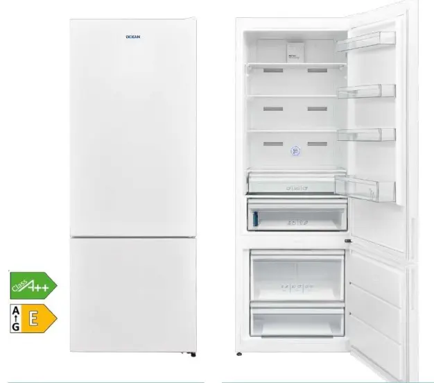 Ocean A++ Enerji Sınıfı NoFrost Kombi Buzdolabı Beyaz