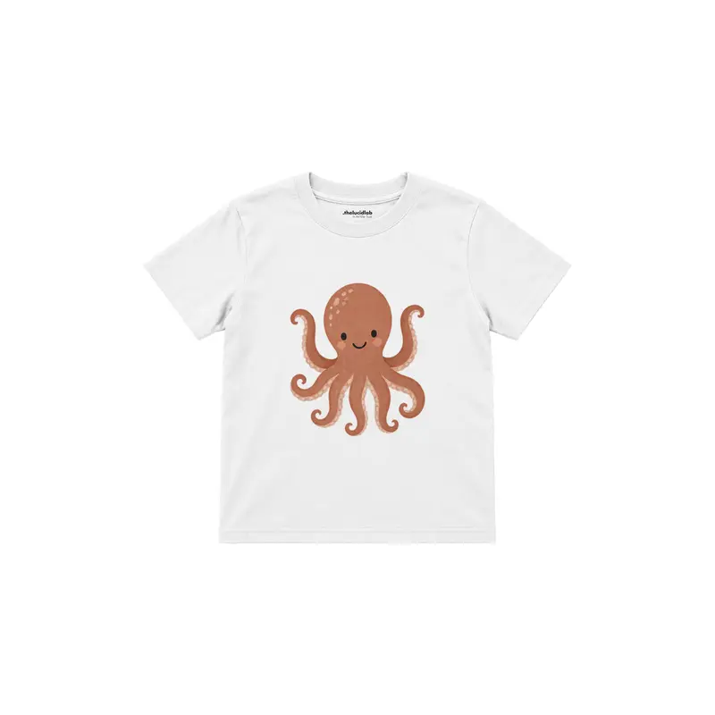 Octopus Waving Two Arms Çocuk Tişört