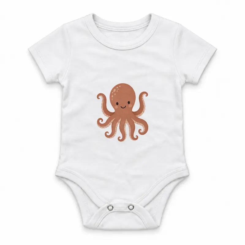 Octopus Waving Two Arms Çıtçıtlı Body