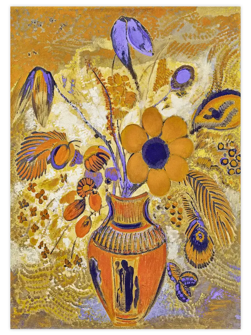 Odilon Redon Çiçekli Etrüsk Vazosu - Art Print