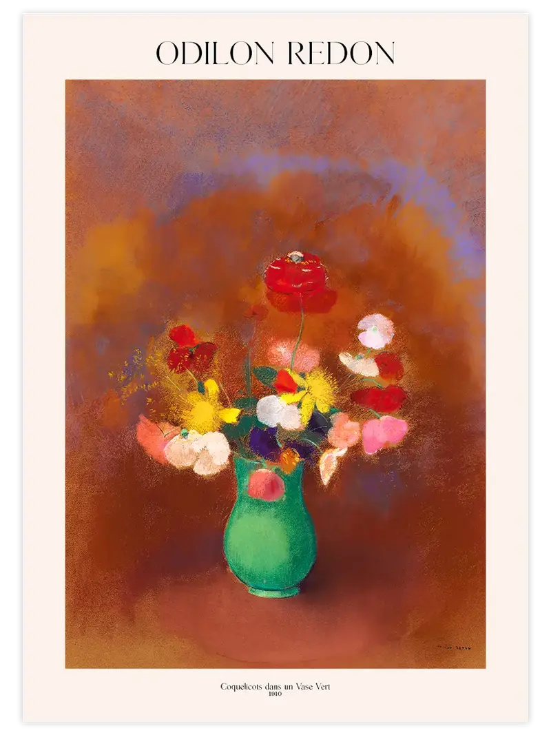 Odilon Redon Coquelicots dans un Vase Vert - Art Print
