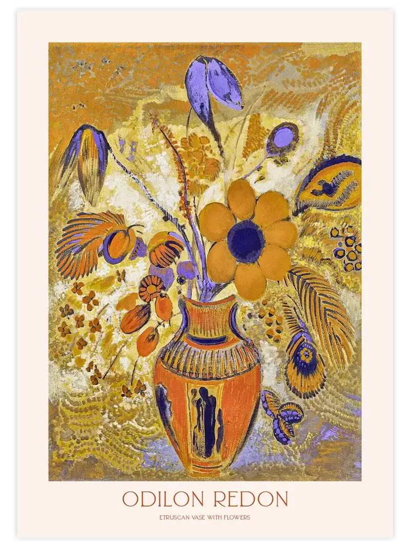 Odilon Redon Etruscan Vase with Flowers - Art Print