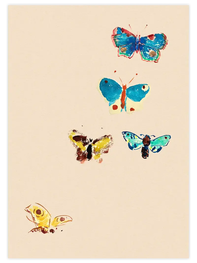Odilon Redon Five Butterflies - Art Print