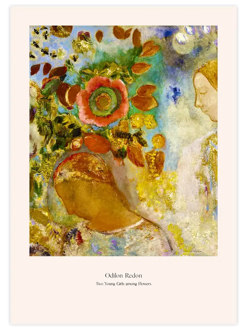 Odilon Redon Flower Two Young Girls among Flowers - Art Print