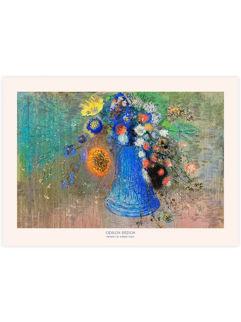 Odilon Redon Flowers in a Blue Vase - Art Print