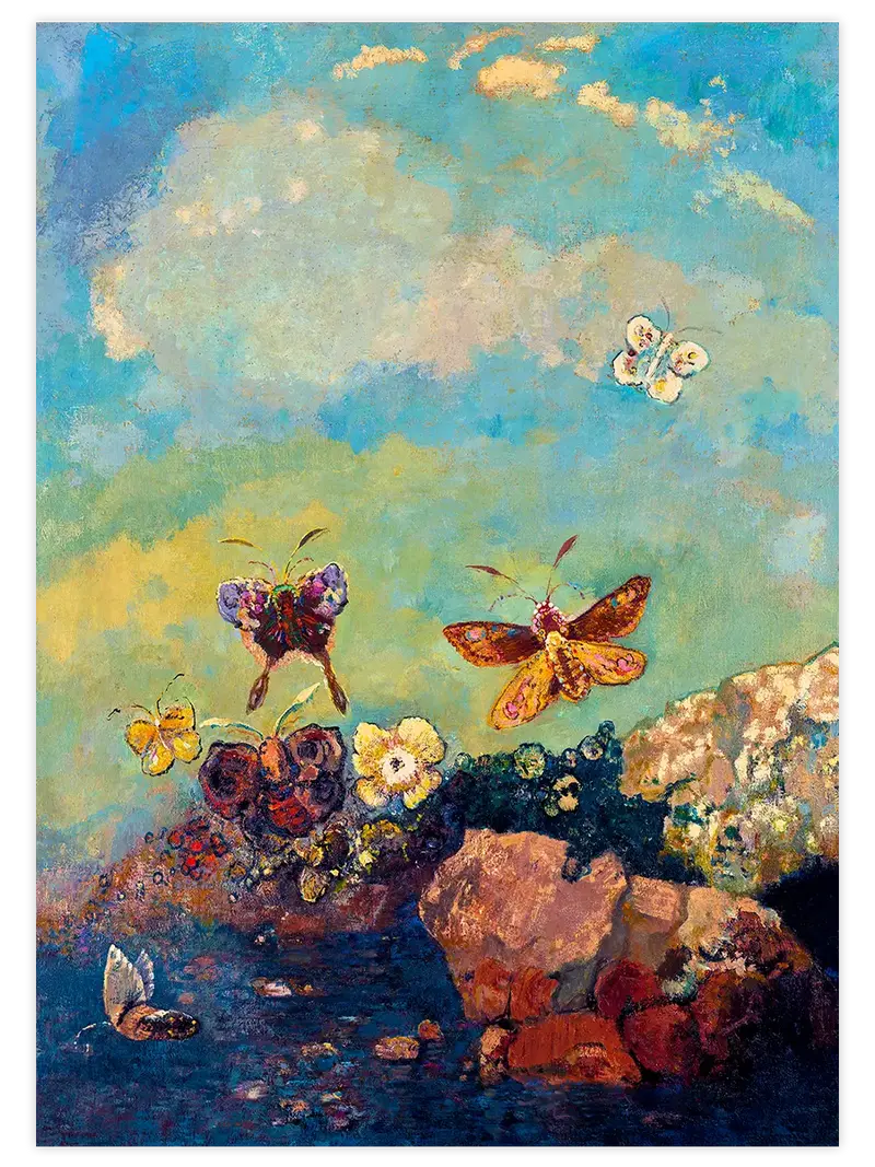 Odilon Redon Kelebekler - Art Print